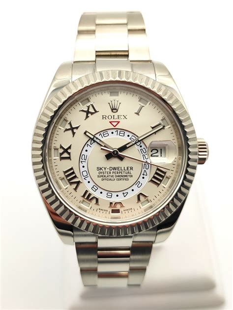 rolex sky dweller ivory dial|Rolex gold sky dweller price.